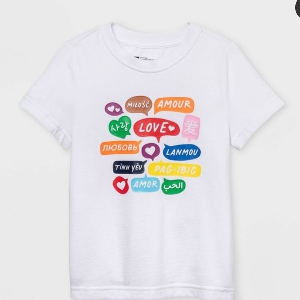 PRIDE Gender Inclusive Kids Love colorful Short Sleeve Graphic T-Shirt new XL